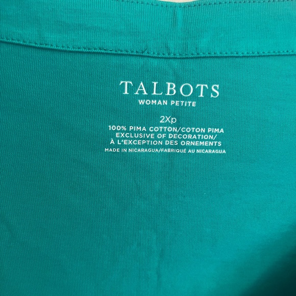 Talbots Teal Boatneck Tunic with Circle Cutout Trim - Picture 2 of 3